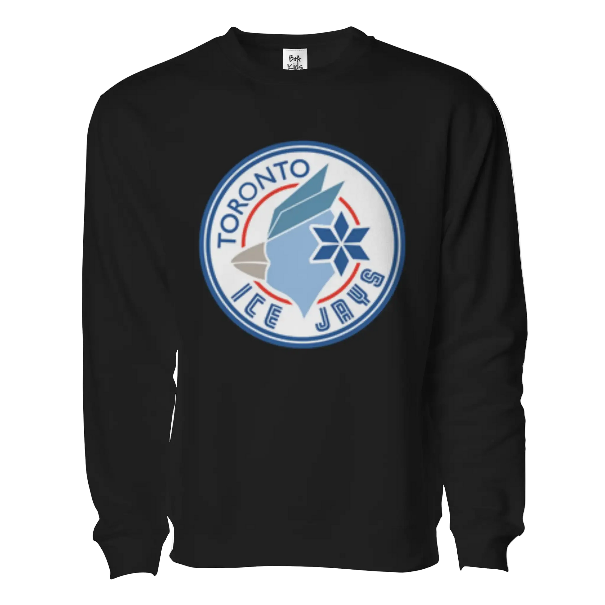 Black sweatshirt with Toronto Ice Jays logo on a white background