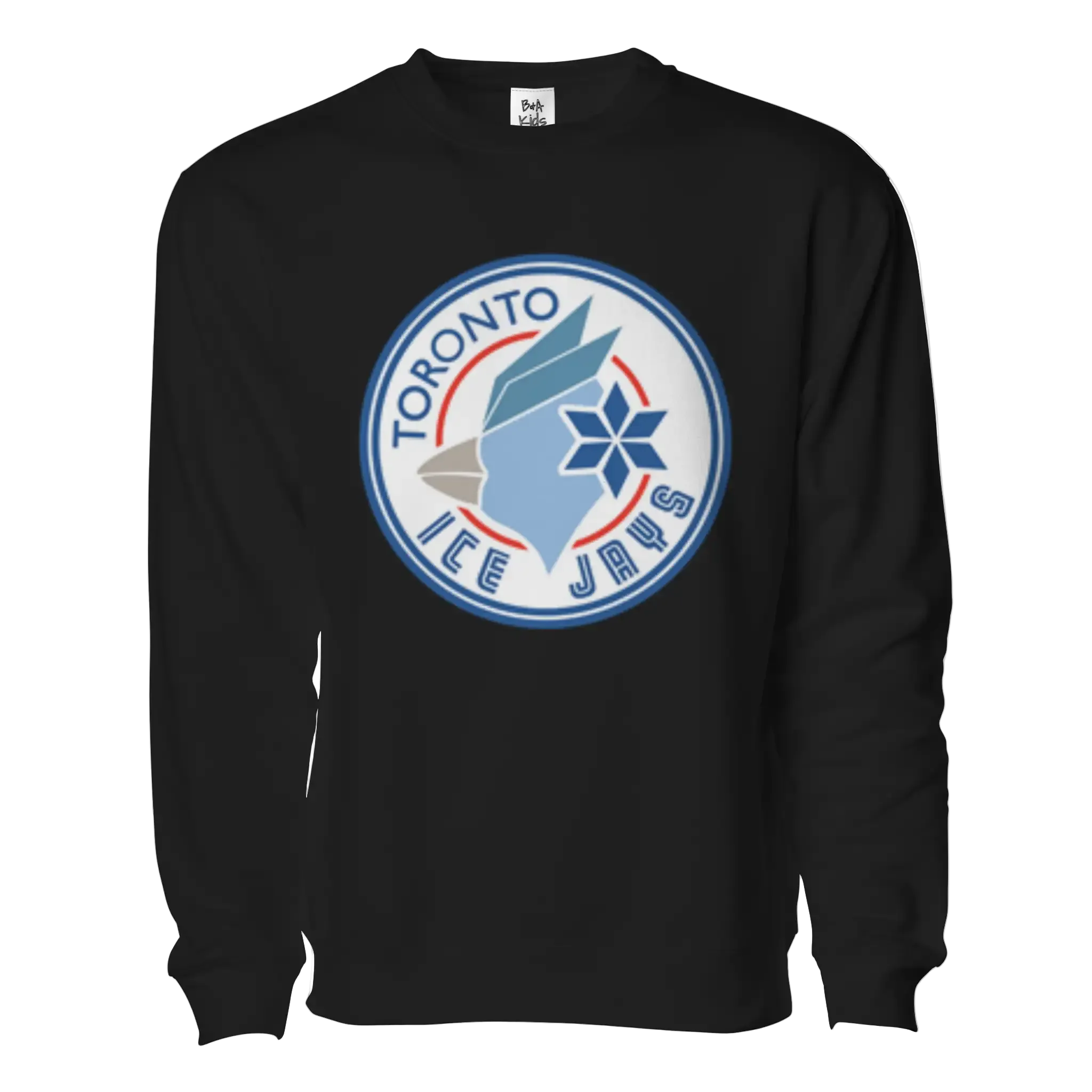 Black sweatshirt with Toronto Ice Jays logo on a white background